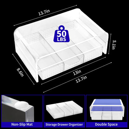 Acrylic Clear Desk Organizers and Accessories, 2-Tier Computer Monitor Stand Riser with Drawer, Office Desk Accessories for Office Supplies, Transparent