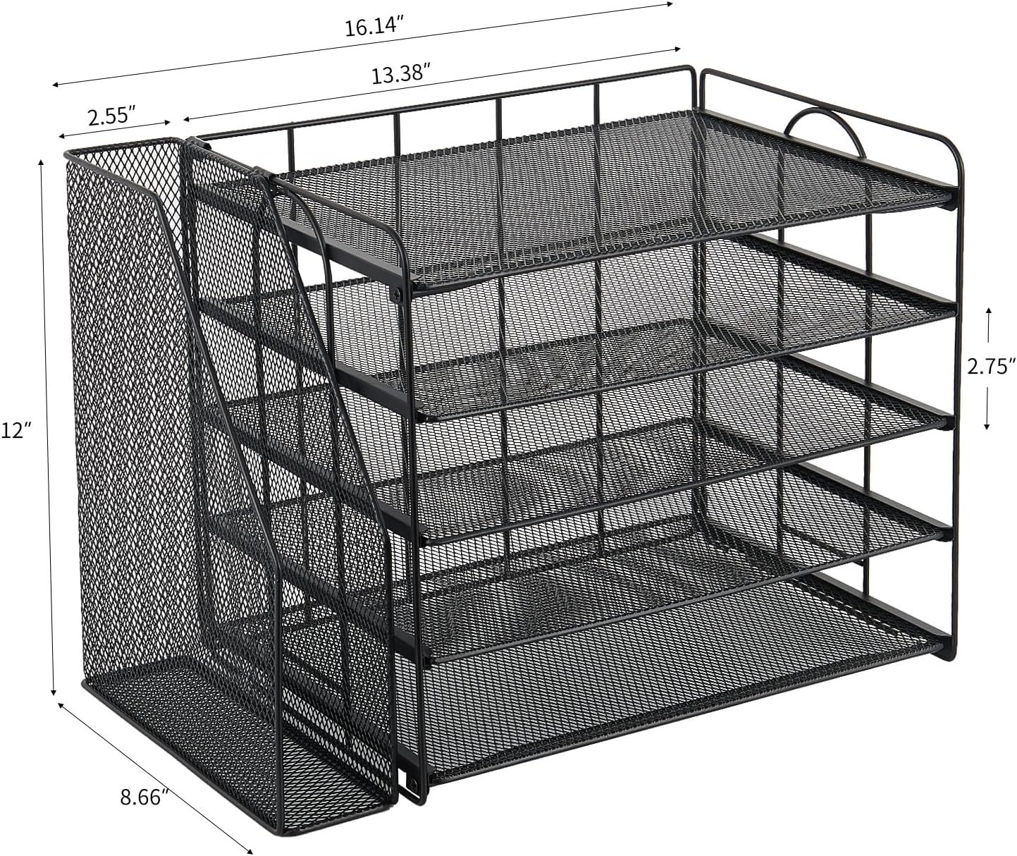 Desk Organizers and Accessories, 5 Tier Paper Letter Tray File Organizer, Office Organization Storage Desk Accessories Workspace Desktop Organizer for Classroom Office Supplies Decor(Black)